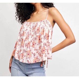 Free People Intimately Hot Take Orange Floral Camisole Tank Top | M